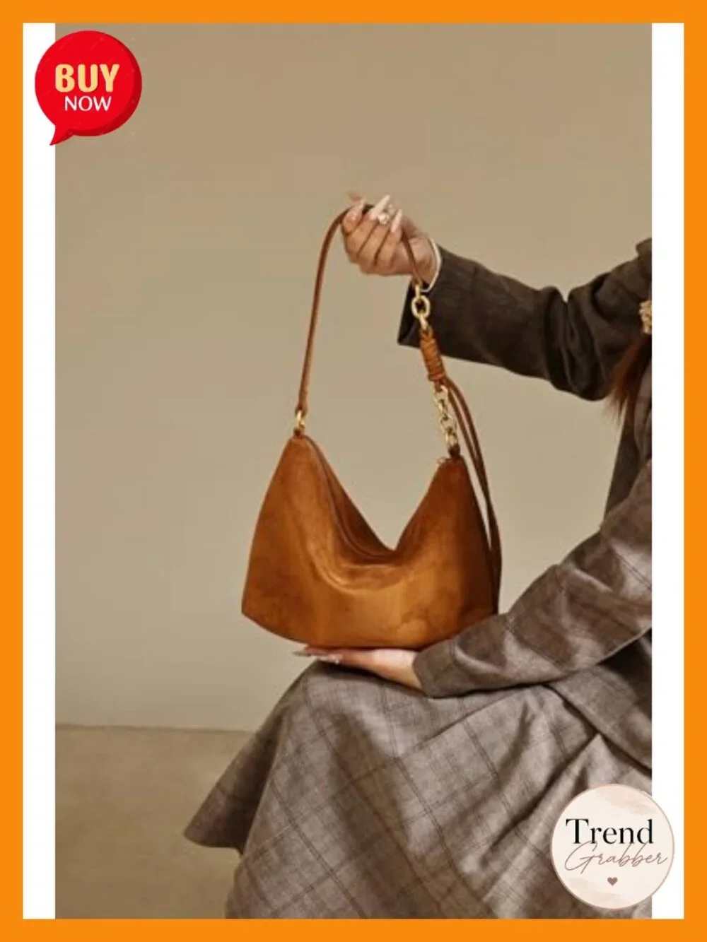 Faux Suede Hobo Crossbody Bag with Adjustable Strap